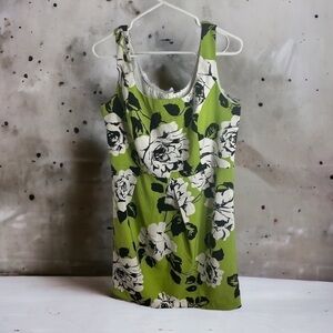 Emma & Michele Green Floral Sheath Dress Sz 12 Sleeveless